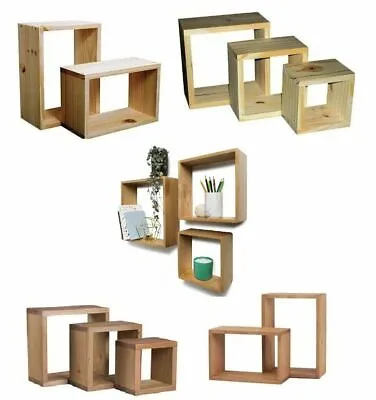 £11.95 • Buy Wooden Wall Floating Cube Box Shelf Shelves Unit Display Walls Storage Shelf