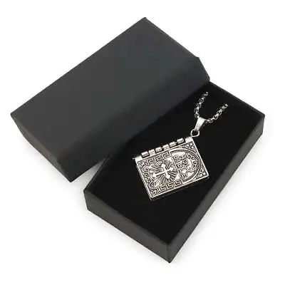 Bible Book Pendant Necklace Vintage Silver Cross Unique Jewelry For Men Women • $6.11