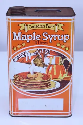 Canadian Pure Maple Syrup 4 Liters VTG Tin Litho Metal Collectible Advertising • $47.99