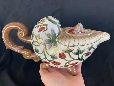 Oriental Accent Inc Vintage Hand Painted Footed Ceramic Decorative Asian Teapot • $99.99