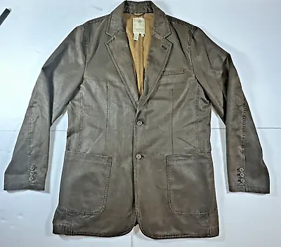 The Territory Ahead Mens Coat Brown Blazer Jacket 44L Heavy Cotton Poly PU Blend • $49.99
