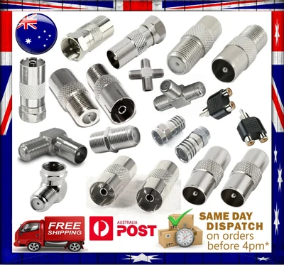 $5.95 • Buy TV Video Audio Coaxial Cable Connectors Adapters - TV Antenna Cable Adapters