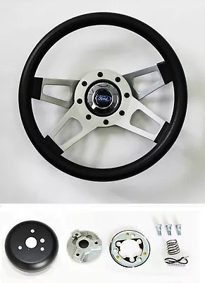 1978-1991 F100 F150 F250 F350 Bronco 13 1/2  4 Spoke Satin Steering Wheel Black • $149.49