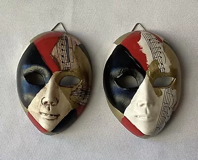 Pair Of VTG Venetian Small Masks Wall Decor 3” T Unmarked • $25