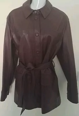 Marks And Spencer Faux Leather Belted Jacket Size 12 NWT • £25