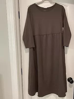 Isabel Maternity Dress Women's Size XL 3/4 Sleeve Stretch Knit Brown Warm Cozy • $17.96