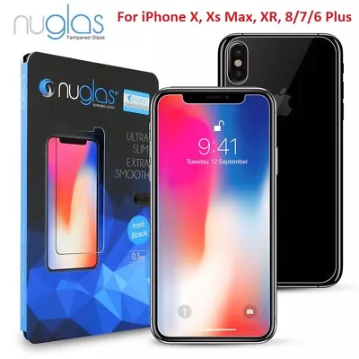 NUGLAS FRONT AND BACK Tempered Glass Screen Protector IPhone 11 Xs Max XR 8 7 6+ • $2.19