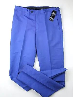 Mens Store Bloomingdales Cotton Linen Slim Fit Size 40 Dress Pants Royal Blue • $11.55