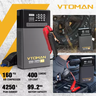 VTOMAN X1/X7 Car Jump Starter With Air Compressor Power Bank Battery Charger 12V • $149.99