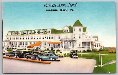 Virginia Beach Virginia Princess Anne Hotel Streetview Linen UNP Postcard • $3