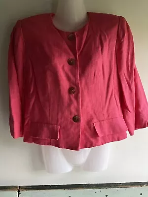 Vintage Maggy London Pink Cropped Linen Jacket • £5