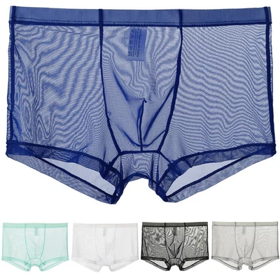 £4.90 • Buy High Quality Men's Sexy See Through Boxer Briefs Tulle Netting Trunks Underwear