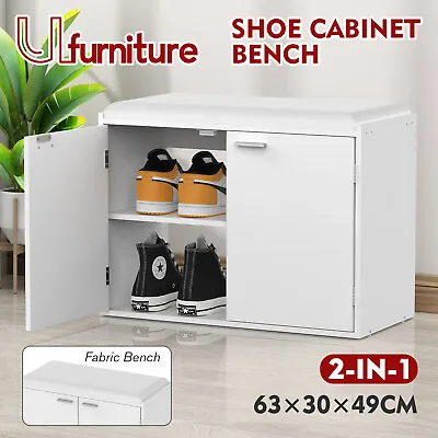 $65.90 • Buy Shoe Cabinet Bench Shoes Organiser Storage Rack Shelf Wooden Cupboard White