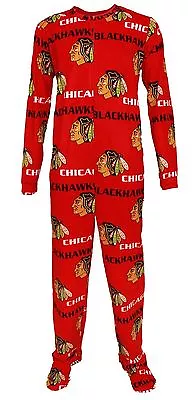 Chicago Blackhawks Men's Footed Onsie Pajama-10798-10801 • $49.95