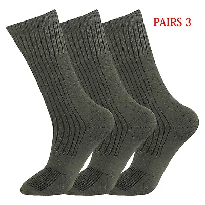£8.99 • Buy 3 Pairs Mens Military Socks Long Thick Thermal Hiking Army Combat Boots S 6-11
