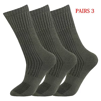 3 Pairs Mens Military Socks Long Thick Thermal Hiking Army Combat Boots S 6-11 • £8.99