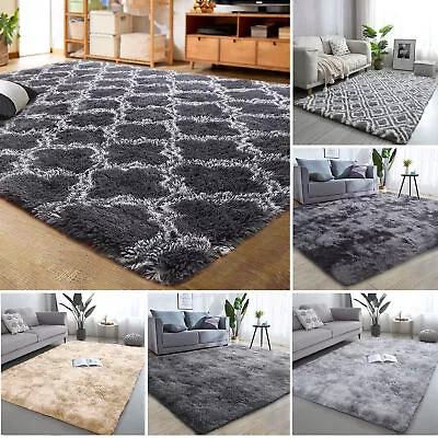 Fluffy Rugs Anti-Slip Large Shaggy Rug Super Soft Mat Living Room Bedroom Carpet • £14.99