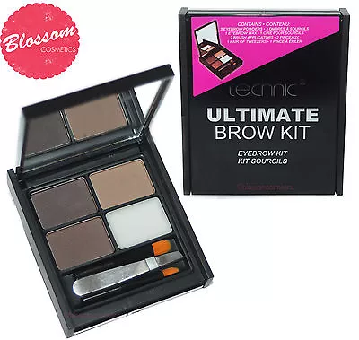 Technic ULTIMATE EYEBROW KIT SET BROW MAKEUP 3 Powders Wax Tweezers Angled Brush • £3.75