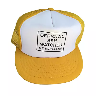 Vintage Mt. St Helen’s Mountain Official Ash Watcher Snapback Hat Cap Yellow • $69.97