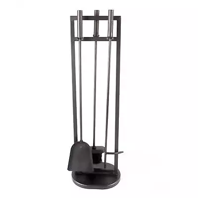 P&H Classic 4 Pc Fireplace Toolset Tampico Poker Shovel Brush And Stand Black • $34.79