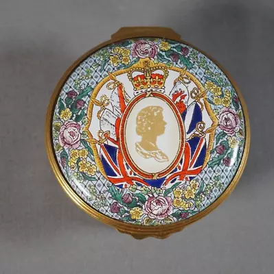 Vtg Halcyon Days Enamel Boxes Trinket Box - Majesty Quen Elizabeth II • $12.50