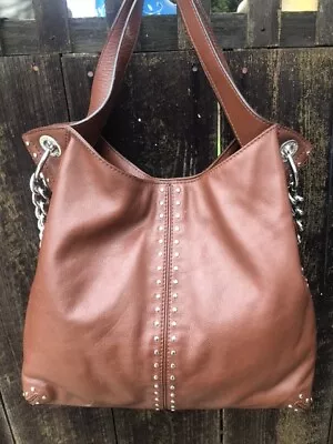 Michael Kors Uptown Astor Studded Hobo Shoulder Bag Walnut Leather • $100