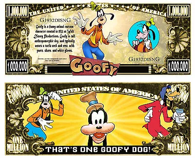 Goofy Million Dollar Bill Play Funny Money Novelty Note With FREE SLEEVE • $1.69