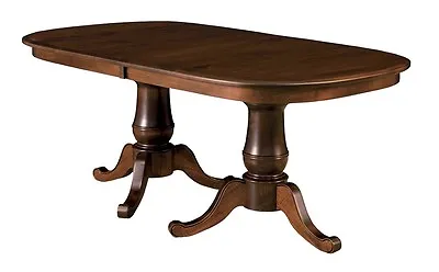 Amish Double Pedestal Dining Table Traditional Solid Wood Furniture 42x72 • $1850