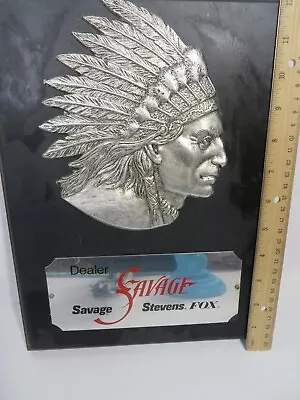 Vintage Original Savage Steven’s Fox Gun Dealer Advertising Sign Plaque • $249