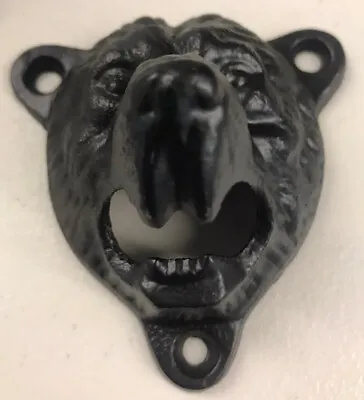 Cast Iron Bear Head Wall Mount Bottle Opener Black Grizzly Bear Soda Beer   • $8.99