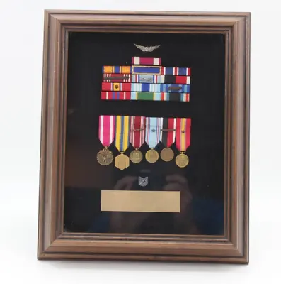 1952-1973 US Air Force USAF Ribbon Bar & 6 Medals Shadow Box • £94.97