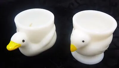 Two Vintage Opalex France White Milk Glass Chicken &  Duck Egg Cups • $26