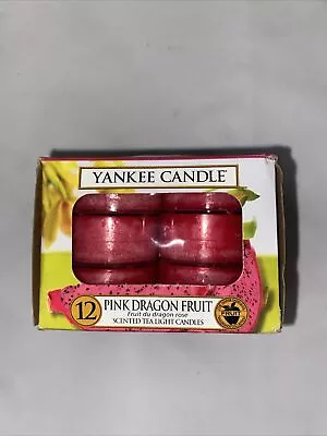 Yankee Candle One Box Of 12 SCENTED TEA LIGHT CANDLES Pink Dragon Fruit • £14.50