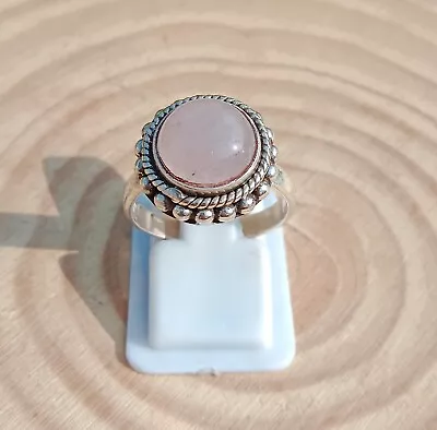 Natural Rose Quartz Ring 925 Sterling Silver Handmade Birthstone Jewelry Gift • $20.66