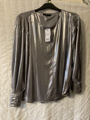 £16.99 • Buy Next Metallic Silver Long Sleeve Top Size 16