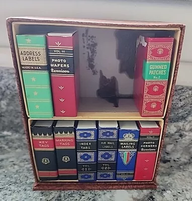 Vintage Art Deco Dennison's Office 9 Book Mini Bookcase Desk Set Doll House • $18