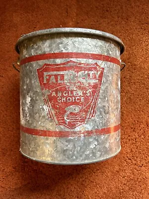 VTG FALLS CITY The Angler’s Choice Galvanized 2-PIECE Minnow Bucket Wood Handle • $45