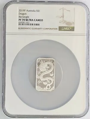 $165 • Buy 2019-P NGC Australia Rectangle Bar Coin Dragon 1 Oz Silver Proof PF70 UC
