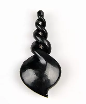 Certified Natural Black Nephrite Jade Quad Twist Pendant NZ Maori Necklace • $33.99