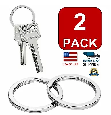 2-Pack Stainless Steel Metal Flat Key Rings Keyring Keychain Split Ring Hoop US • $3.38