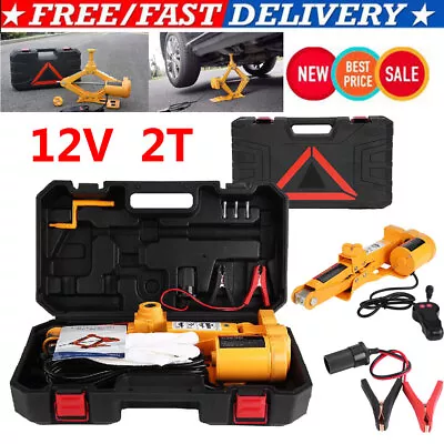 2T 12V Car Electric Hydraulic Jack & Air Pump Garage Tire Repair Tool Lifting UK • £46.89