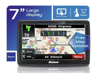 Binatone 7  Touch Screen In Car Sat Nav GPS Navigation System With Free UK Maps • £47.99