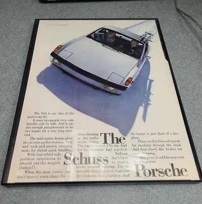 1972 Porsche 914 Magazine Print  Ad-  The Schuss Porsche  Framed 8.5 X 11  • $19