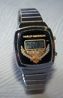 Harley-Davidson Vintage Digital Silver Tone Metal Band Wrist Watch 4 Repair • $9.99