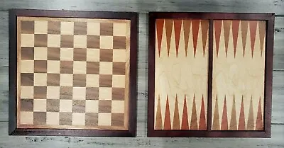 Wood Game Board ** CHESS CHECKERS BACKGAMMON ** - Double Sided - 11.5  • $7.95