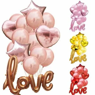 15pcs/set Wedding Birthday Balloons Latex Foil Ballons Kids Boy Girl Baby Love • £2.29