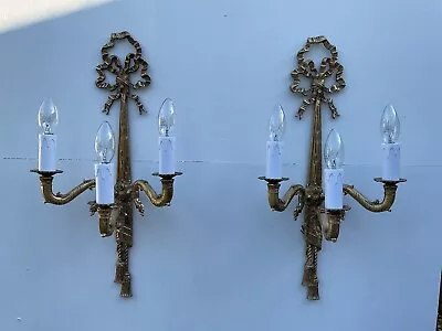 Pair Of Wall Lights French Vintage Bow & Tassels Rococo Style  • £145