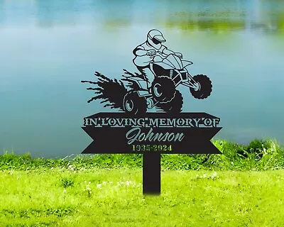 Personalized ATV Rider Memorial Stake Grave Marker Remembrance Stake • $24.95