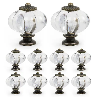 10Pcs Crystal Vintage Copper Cabinet Dresser Drawer Knobs Acrylic Pumpkins Pulls • $9.99