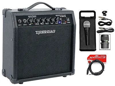 Rockville G-AMP 20 Watt Guitar Amplifier Combo Amp Bluetooth/Delay + Microphone • $86.95